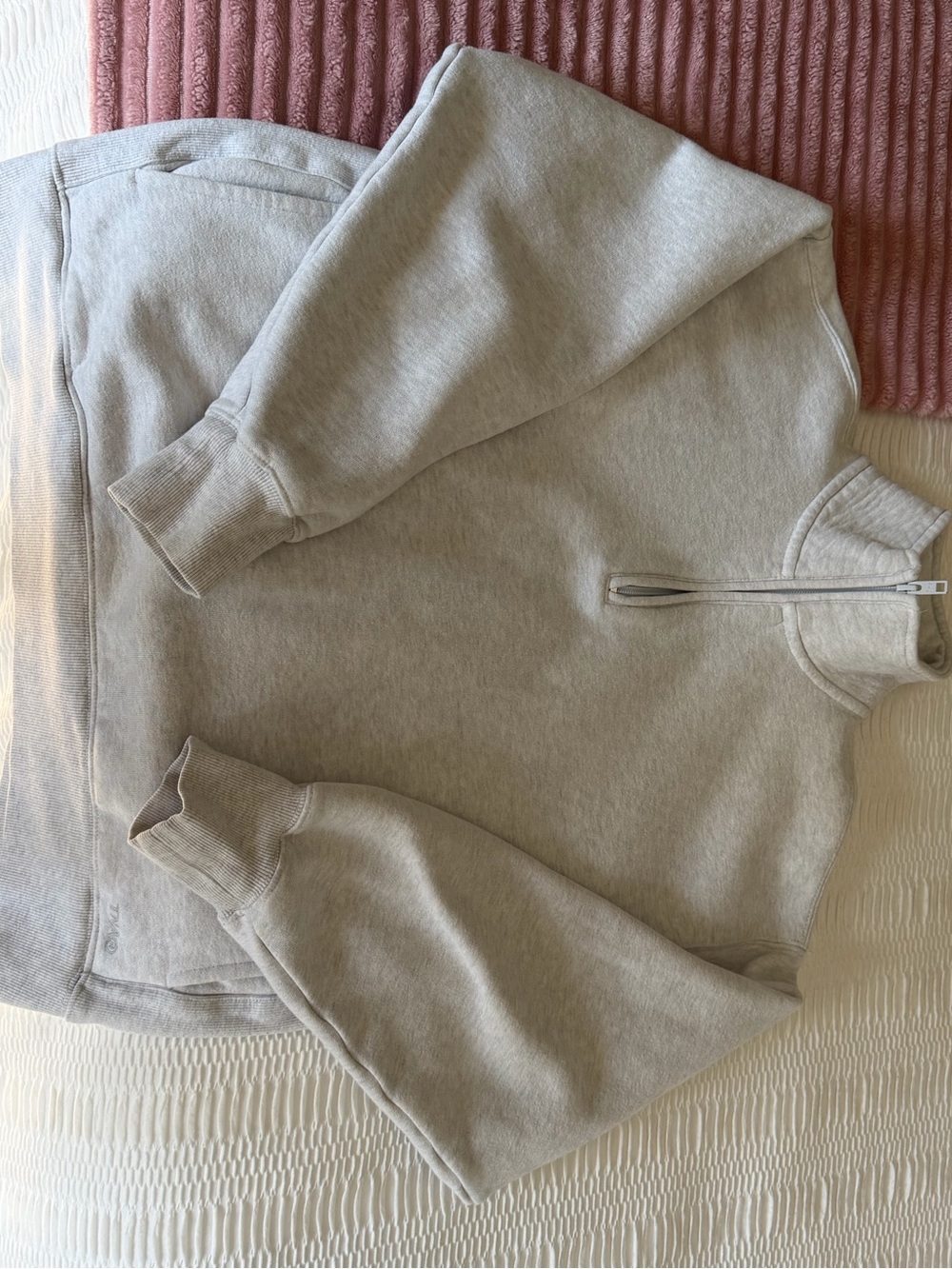 Aritzia Light Taupe Half-Zip Cowl Turtleneck Sweater